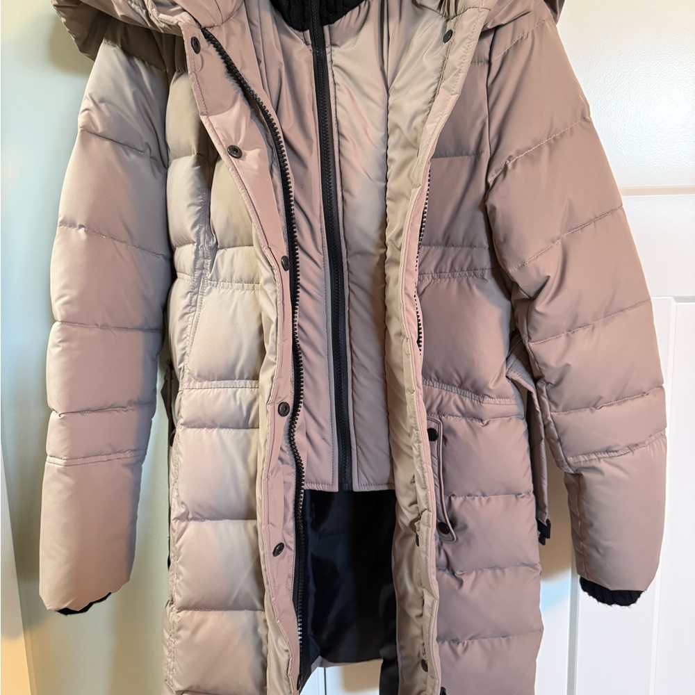 Twik Beige Puffer Jacket with Belt